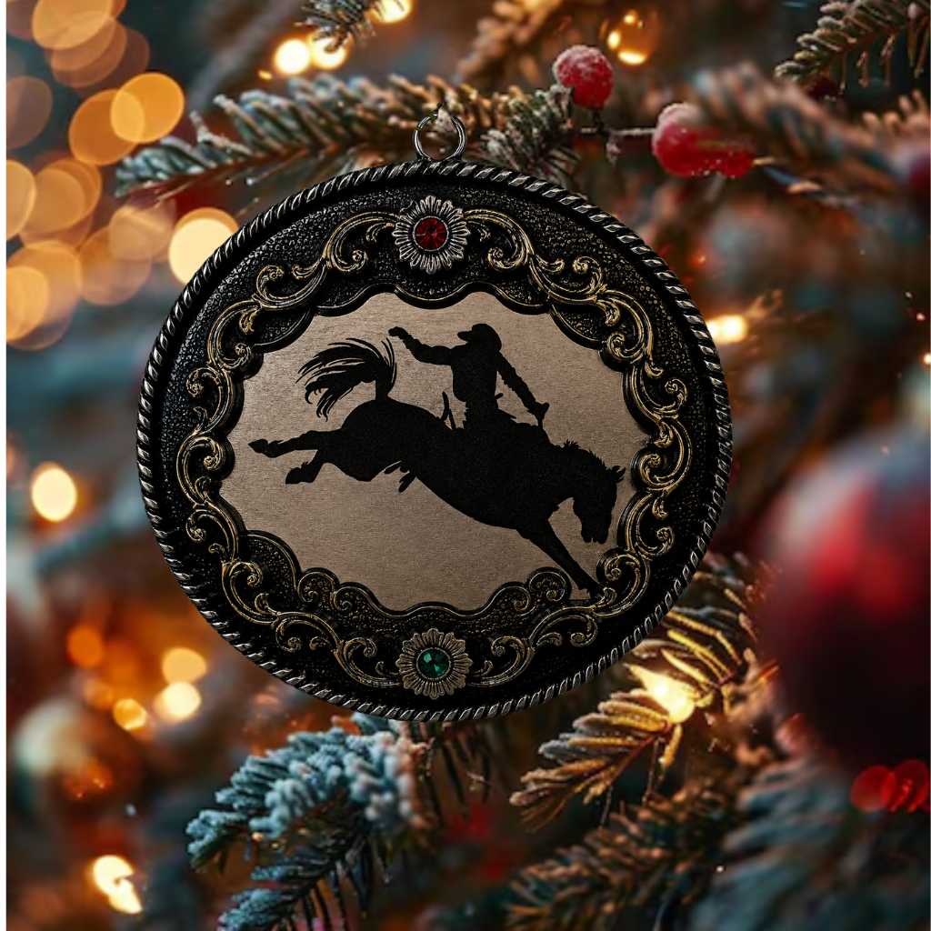 Saddle Bronc Riding Christmas Ornament