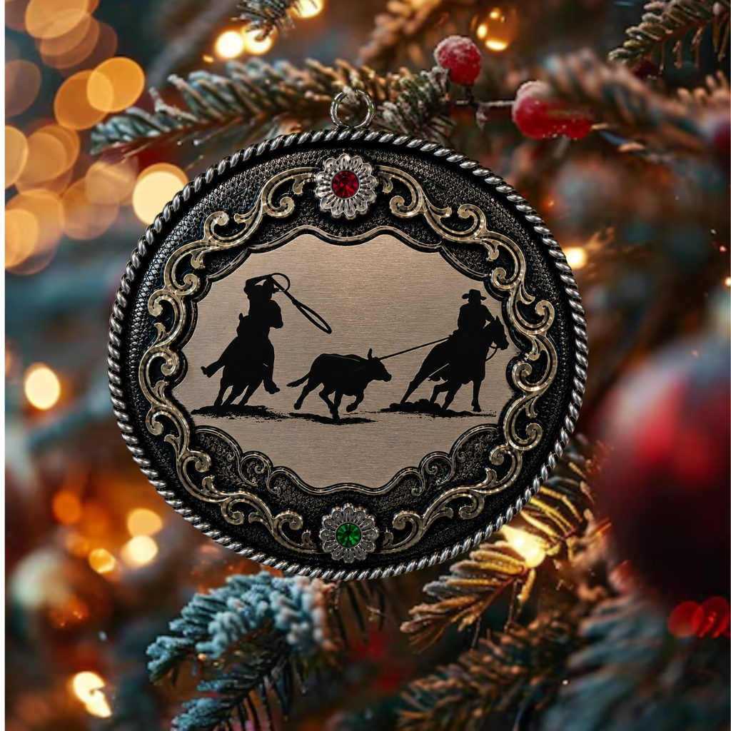 Team Roping Christmas Ornament